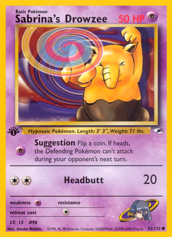 Sabrina's Drowzee (Unlimited) Pokemon card (92/132, Gym Heroes)