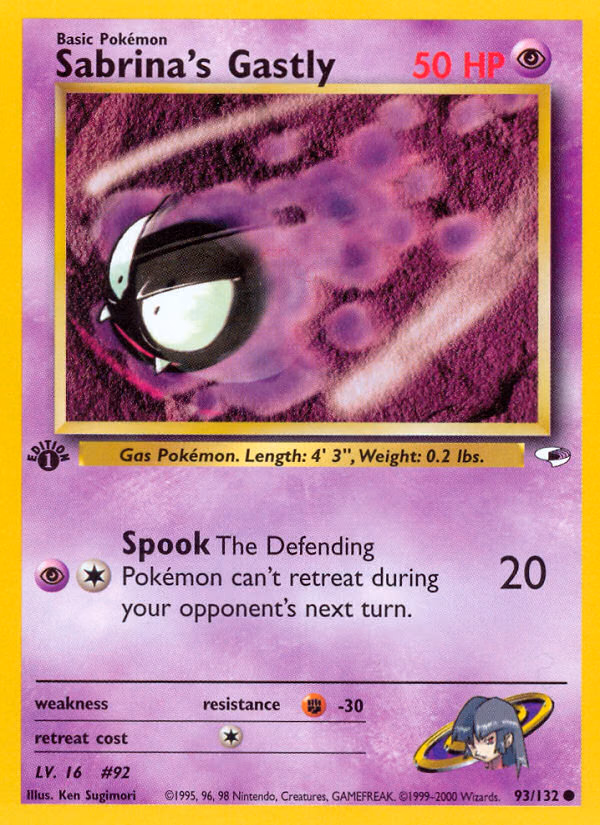 Sabrina's Gastly (Unlimited) Pokemon card (93/132, Gym Heroes)