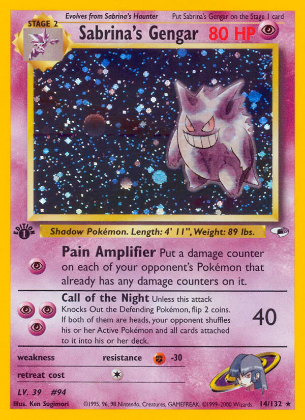 Sabrina's Gengar (Unlimited) Pokemon card (14/132, Gym Heroes)