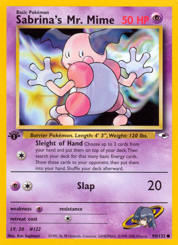 Sabrina's Mr. Mime (1st Edition) Pokemon card (94/132, Gym Heroes)