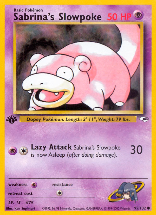 Sabrina's Slowpoke (1st Edition) Pokemon card (95/132, Gym Heroes)