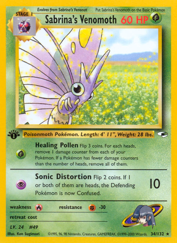 Sabrina's Venomoth (Unlimited) Pokemon card (34/132, Gym Heroes)