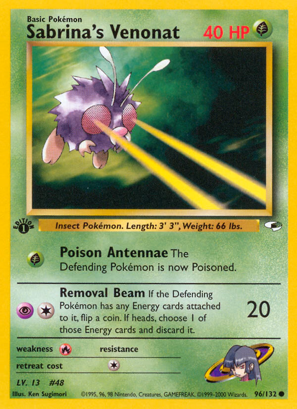 Sabrina's Venonat (1st Edition) Pokemon card (96/132, Gym Heroes)