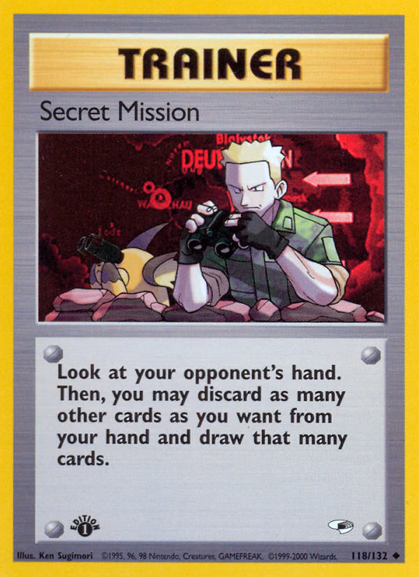 Secret Mission (1st Edition) Pokemon card (118/132, Gym Heroes)