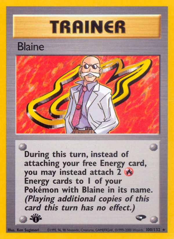 Blaine (Unlimited) Pokemon card (100/132, Gym Challenge)