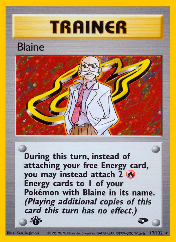 Blaine (Unlimited) Pokemon card (17/132, Gym Challenge)
