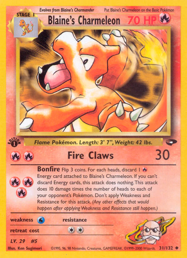 Blaine's Charmeleon (1st Edition) Pokemon card (31/132, Gym Challenge)