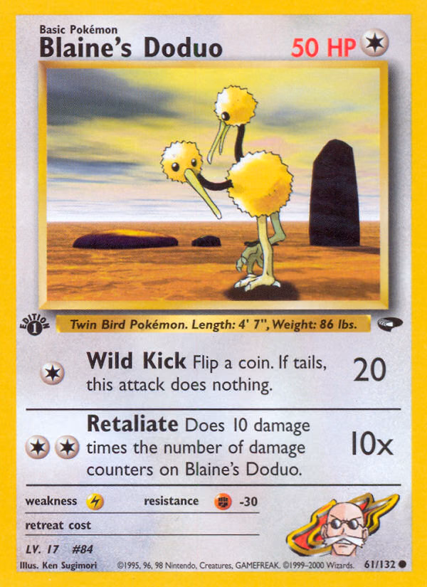 Blaine's Doduo (1st Edition) Pokemon card (61/132, Gym Challenge)