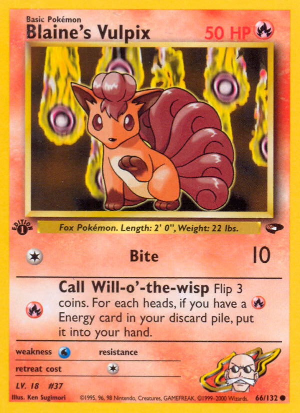 Blaine's Vulpix (1st Edition) Pokemon card (66/132, Gym Challenge)