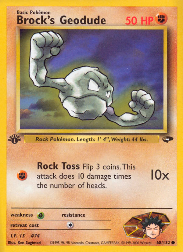 Brock's Geodude (Unlimited) Pokemon card (68/132, Gym Challenge)