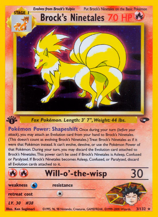 Brock's Ninetales (1st Edition) Pokemon card (3/132, Gym Challenge)
