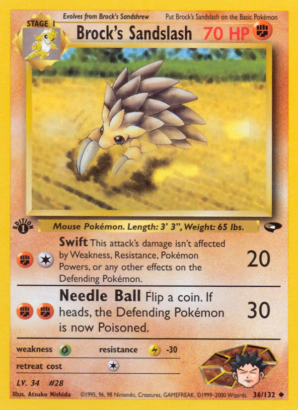 Brock's Sandslash (Unlimited) Pokemon card (36/132, Gym Challenge)