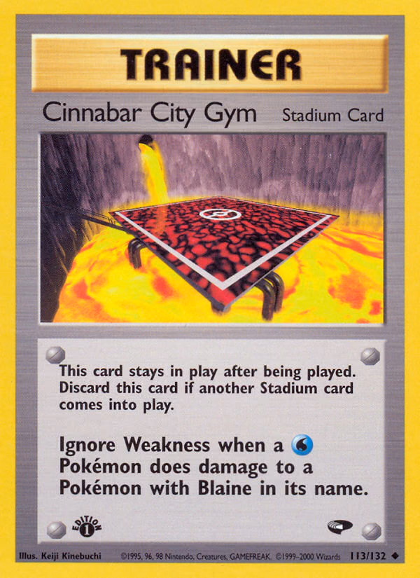 Cinnabar City Gym (1st Edition) Pokemon card (113/132, Gym Challenge)
