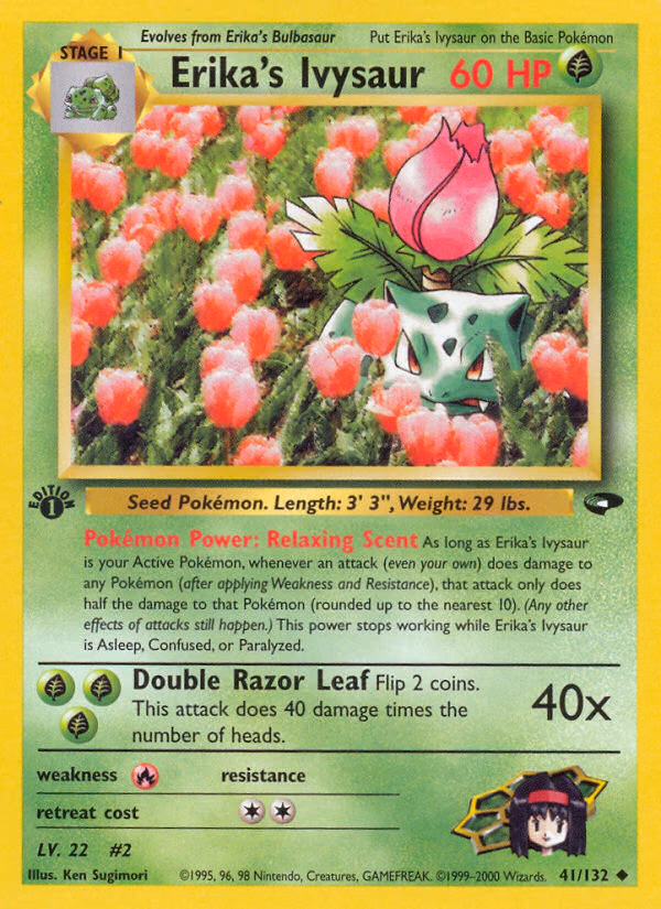 Erika's Ivysaur (1st Edition) Pokemon card (41/132, Gym Challenge)