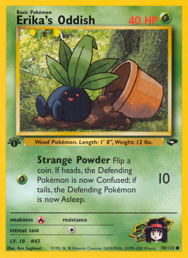 Erika's Oddish (1st Edition) Pokemon card (70/132, Gym Challenge)
