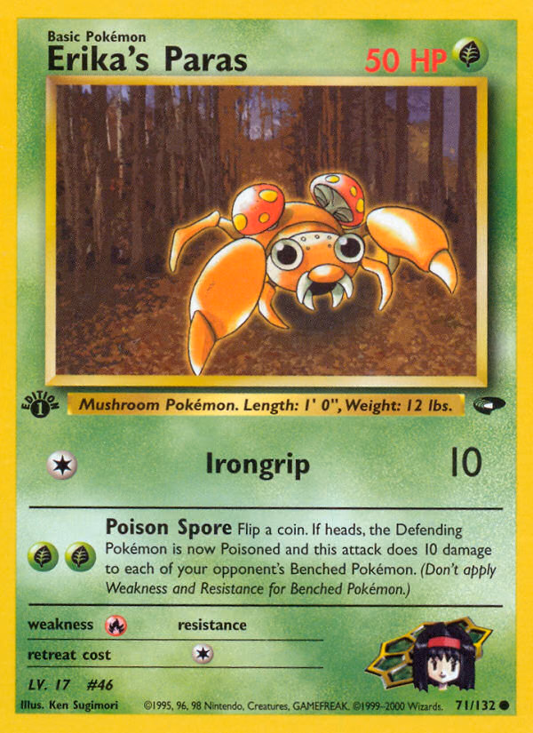 Erika's Paras (Unlimited) Pokemon card (71/132, Gym Challenge)