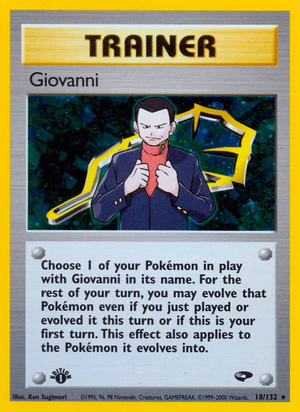 Giovanni (Unlimited) Pokemon card (18/132, Gym Challenge)