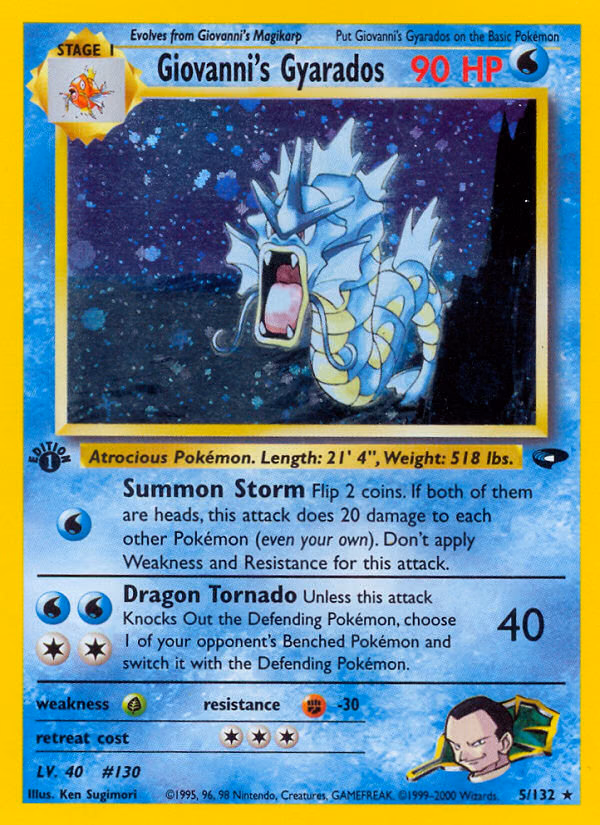 Giovanni's Gyarados (1st Edition) Pokemon card (5/132, Gym Challenge)