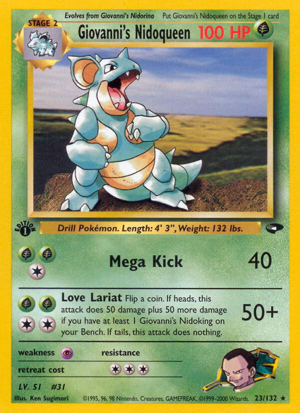 Giovanni's Nidoqueen (1st Edition) Pokemon card (23/132, Gym Challenge)