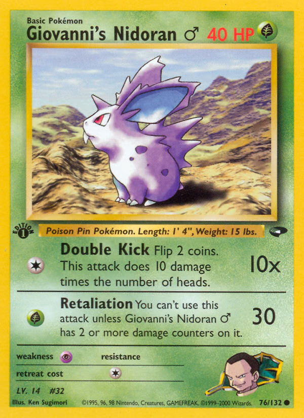 Giovanni's Nidoran ♂ (Unlimited) Pokemon card (76/132, Gym Challenge)