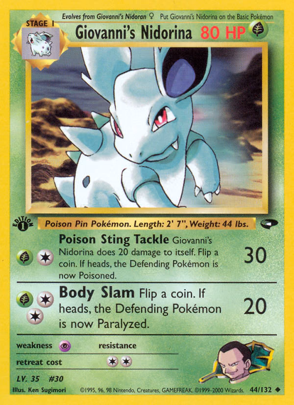 Giovanni's Nidorina (1st Edition) Pokemon card (44/132, Gym Challenge)