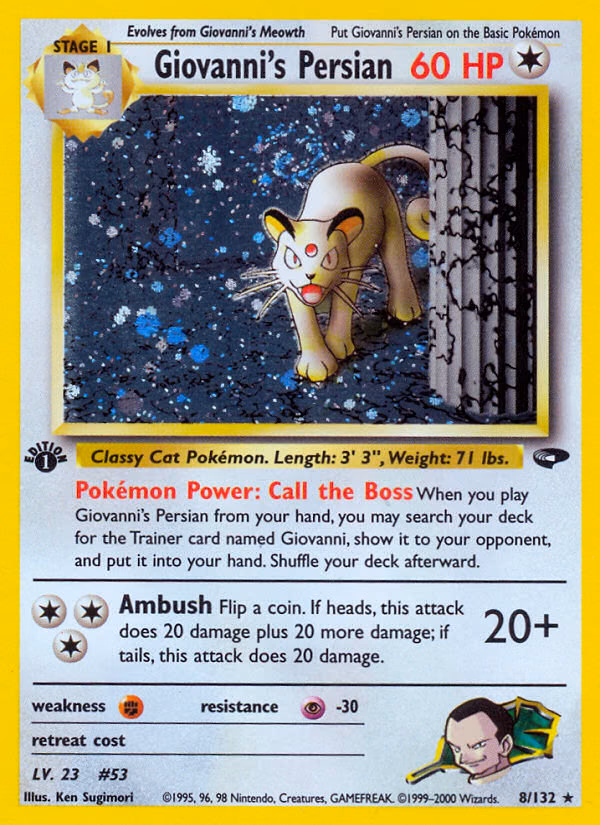 Giovanni's Persian (Unlimited) Pokemon card (8/132, Gym Challenge)
