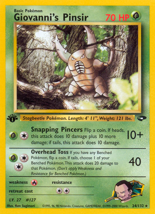 Giovanni's Pinsir (Unlimited) Pokemon card (24/132, Gym Challenge)