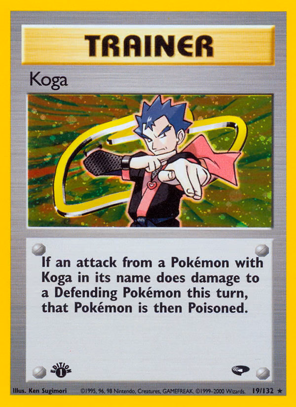 Koga (Unlimited) Pokemon card (19/132, Gym Challenge)