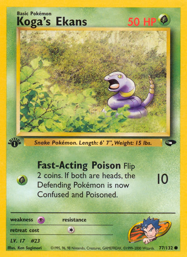 Koga's Ekans (1st Edition) Pokemon card (77/132, Gym Challenge)