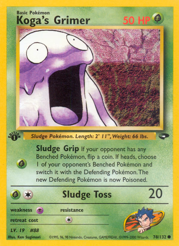 Koga's Grimer (1st Edition) Pokemon card (78/132, Gym Challenge)