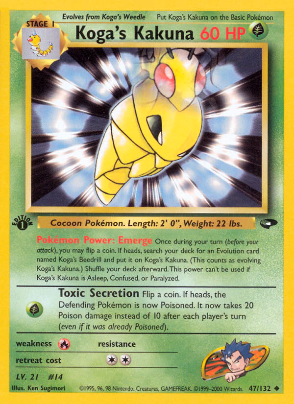 Koga's Kakuna (Unlimited) Pokemon card (47/132, Gym Challenge)