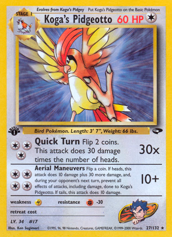 Koga's Pidgeotto (Unlimited) Pokemon card (27/132, Gym Challenge)