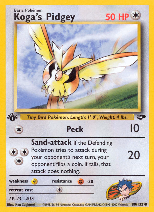 Koga's Pidgey (1st Edition) Pokemon card (80/132, Gym Challenge)