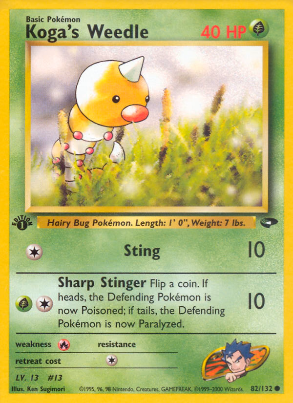 Koga's Weedle (Unlimited) Pokemon card (82/132, Gym Challenge)