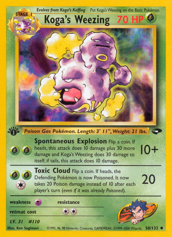 Koga's Weezing (1st Edition) Pokemon card (50/132, Gym Challenge)