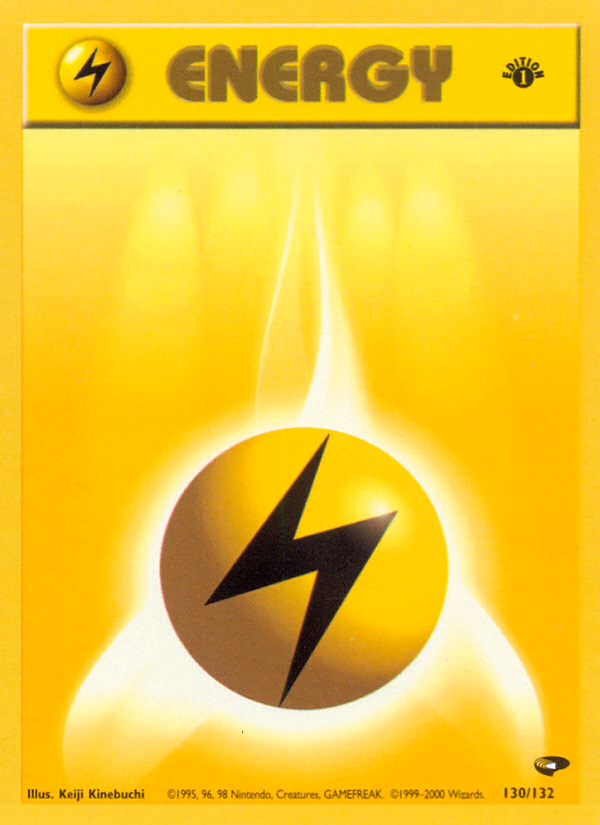 Lightning Energy (1st Edition) Pokemon card (130/132, Gym Challenge)