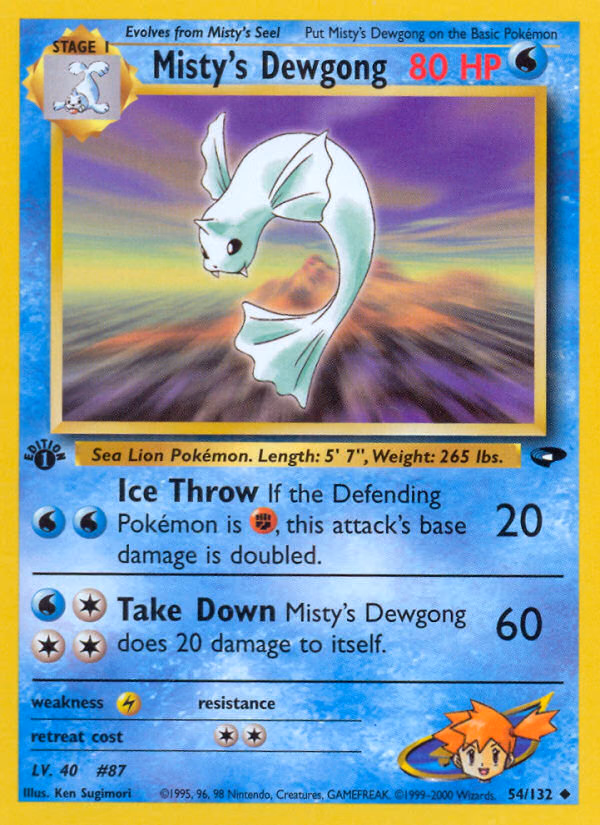 Misty's Dewgong (1st Edition) Pokemon card (54/132, Gym Challenge)
