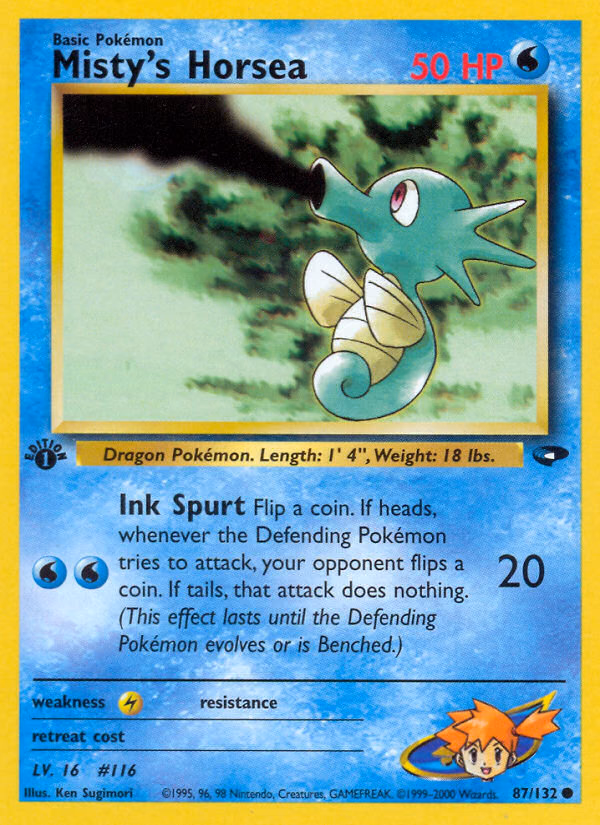 Misty's Horsea (Unlimited) Pokemon card (87/132, Gym Challenge)