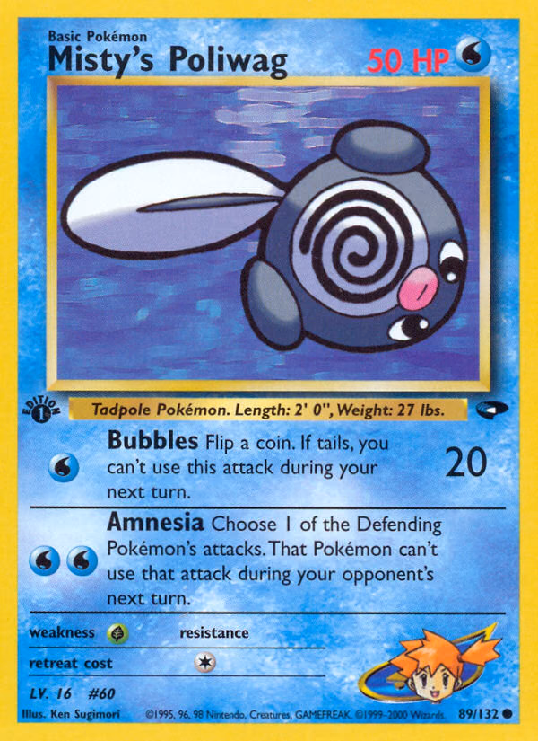 Misty's Poliwag (Unlimited) Pokemon card (89/132, Gym Challenge)