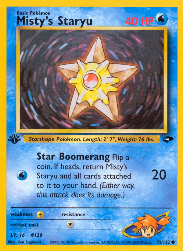 Misty's Staryu (1st Edition) Pokemon card (92/132, Gym Challenge)