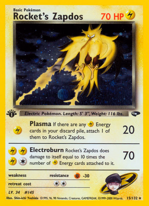 Rocket's Zapdos (Unlimited) Pokemon card (15/132, Gym Challenge)