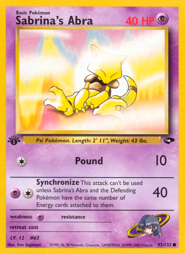 Sabrina's Abra (Unlimited) Pokemon card (93/132, Gym Challenge)