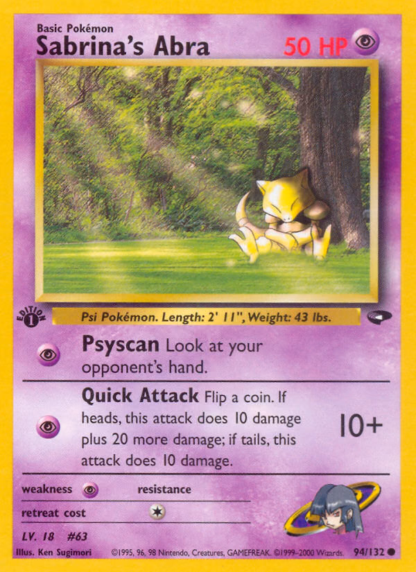 Sabrina's Abra (Unlimited) Pokemon card (94/132, Gym Challenge)