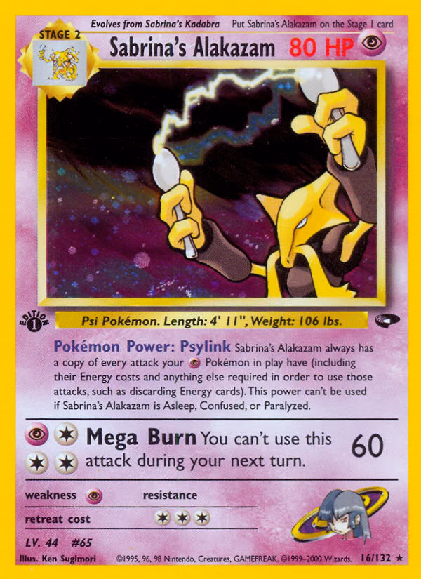 Sabrina's Alakazam (Unlimited) Pokemon card (16/132, Gym Challenge)