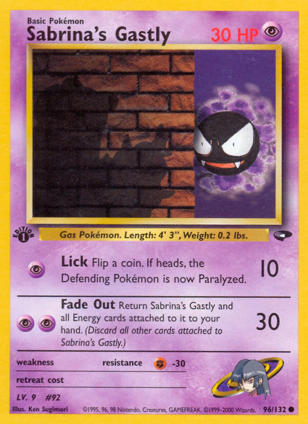 Sabrina's Gastly (Unlimited) Pokemon card (96/132, Gym Challenge)