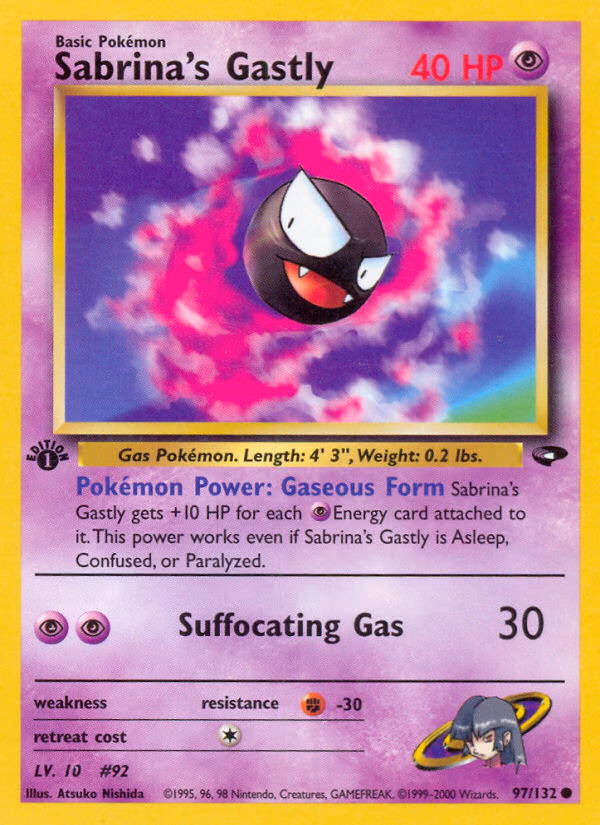 Sabrina's Gastly (1st Edition) Pokemon card (97/132, Gym Challenge)