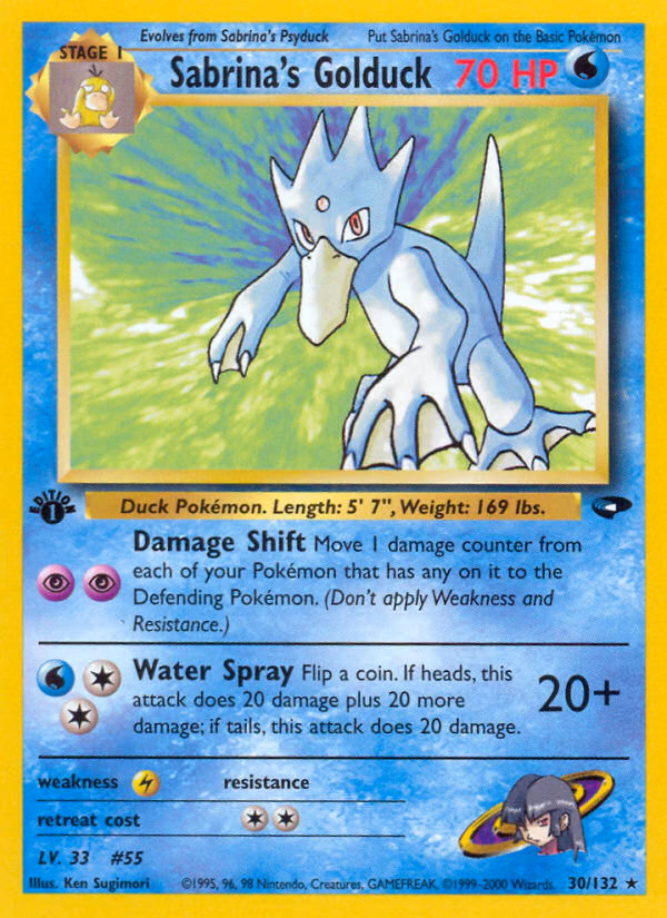 Sabrina's Golduck (Unlimited) Pokemon card (30/132, Gym Challenge)