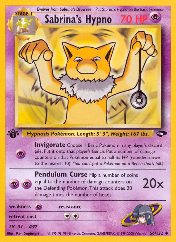 Sabrina's Hypno (Unlimited) Pokemon card (56/132, Gym Challenge)