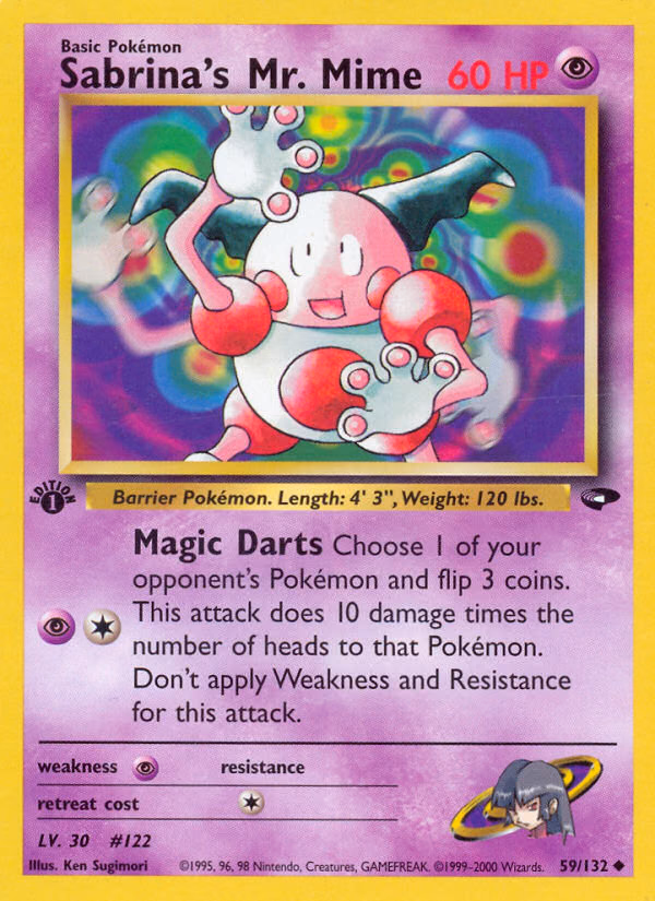 Sabrina's Mr. Mime (1st Edition) Pokemon card (59/132, Gym Challenge)