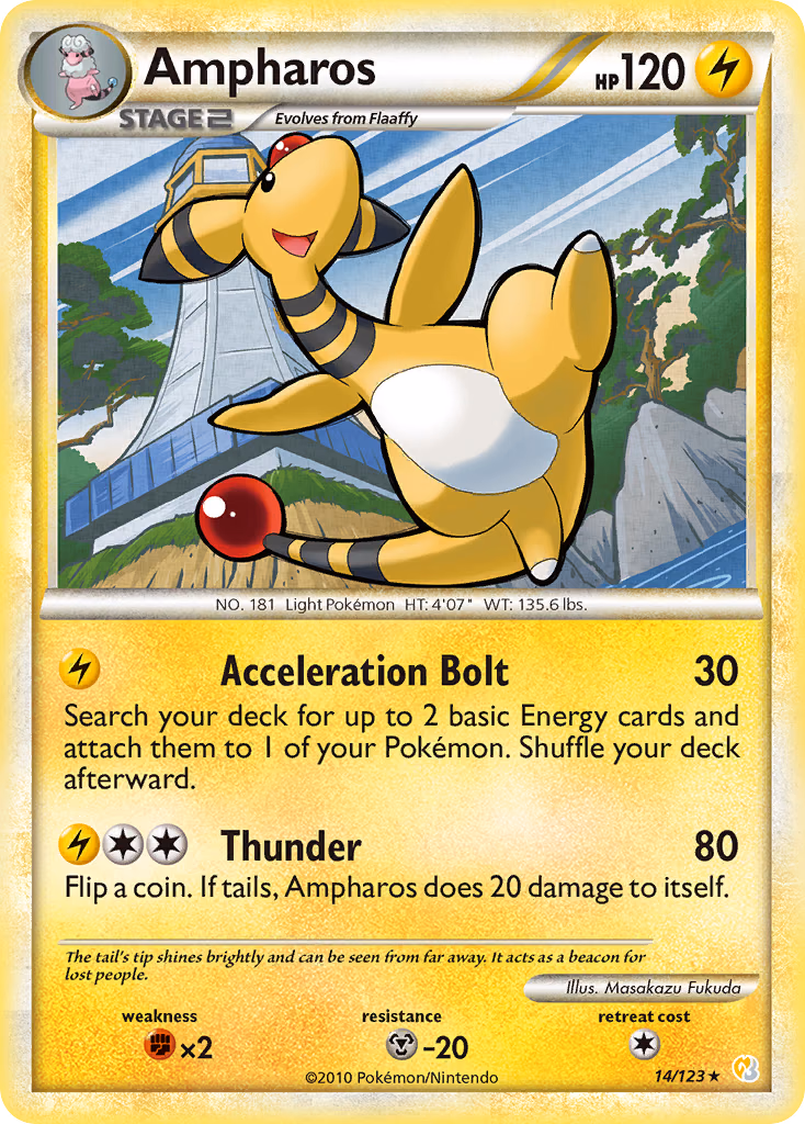 Ampharos Pokemon card (14/123, HeartGold & SoulSilver)